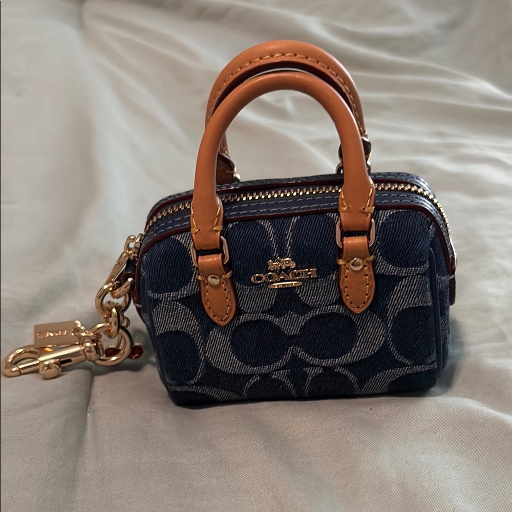 Coach Mini Rowan Bag Charm In Signature Denim